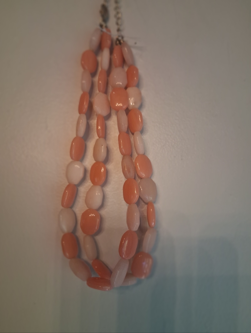 Peach and Light Pink Beaded Multi-Strand Necklace